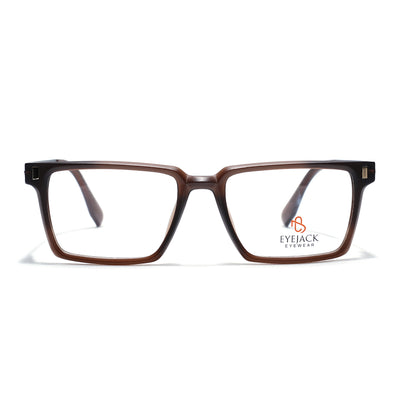 Eyejack Brown Rectangle Eyeglasses for Men & Women (162001FCL2445)