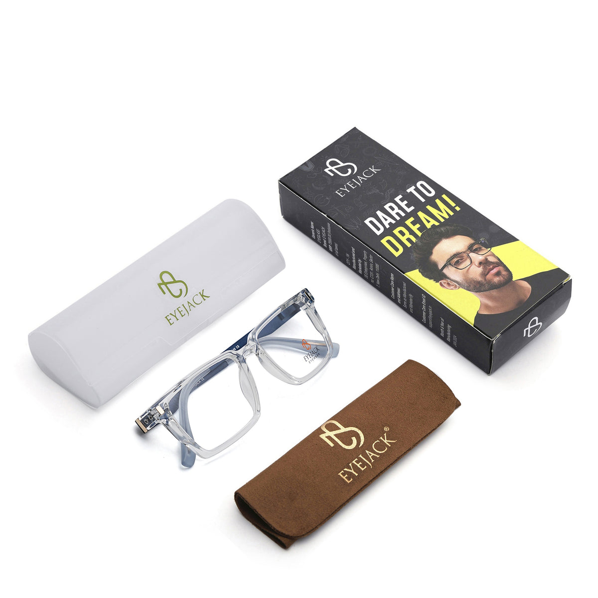 Eyejack Transparent Rectangle Eyeglasses for Men & Women (162001FCL2447)