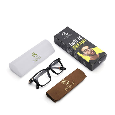 Eyejack Black Rectangle Eyeglasses for Men & Women (162002FCL2448)