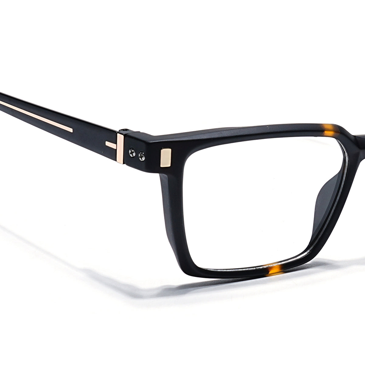 Eyejack Black & Brown Rectangle Eyeglasses for Men & Women (162002FCL2450)