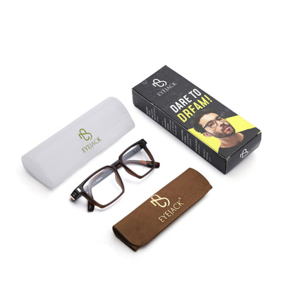 Eyejack Brown Rectangle Eyeglasses for Men & Women (162002FCL2457)