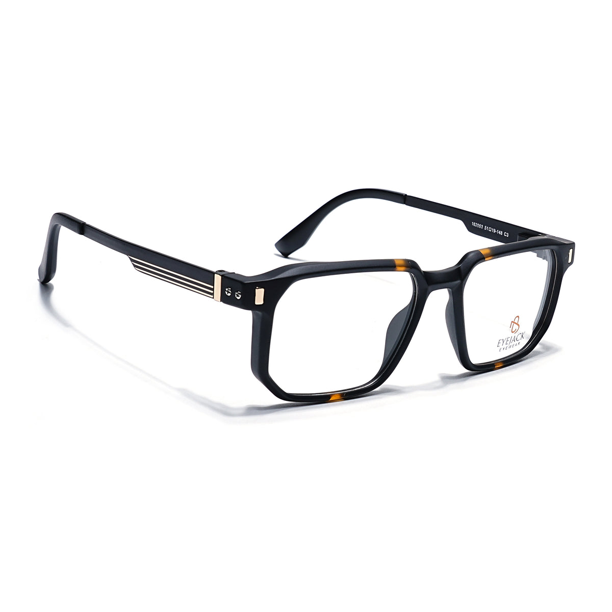 Eyejack Black & Brown Wayfarer Eyeglasses for Men & Women (162003FCL2462)