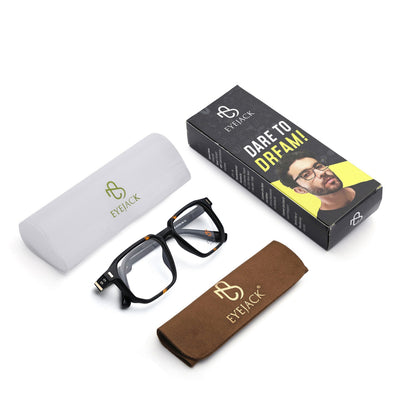 Eyejack Black & Brown Wayfarer Eyeglasses for Men & Women (162003FCL2462)