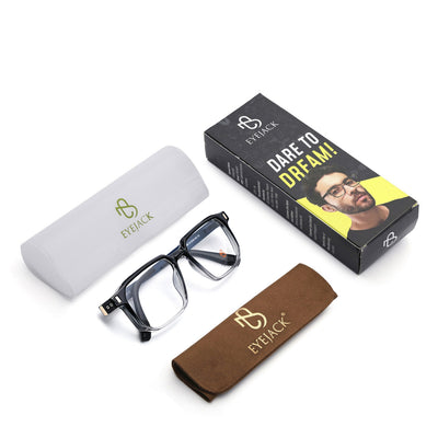 Eyejack Black & Transparent Wayfarer Eyeglasses for Men & Women (162003FCL2463)
