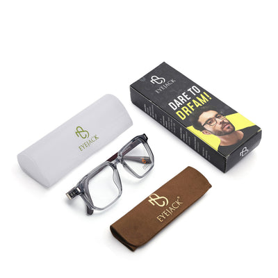 Eyejack Transparent Grey Wayfarer Eyeglasses for Men & Women (162003FCL2465)