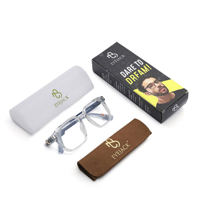 Eyejack Transparent Wayfarer Eyeglasses for Men & Women (162003FCL2471)