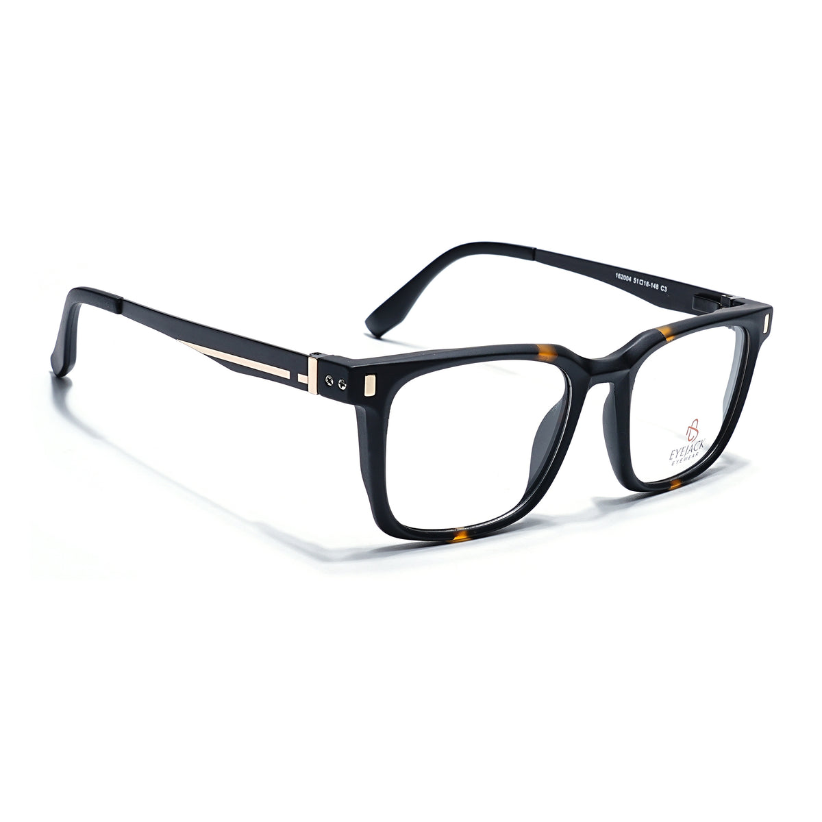 Eyejack Black & Brown Wayfarer Eyeglasses for Men & Women (162004FCL2474)