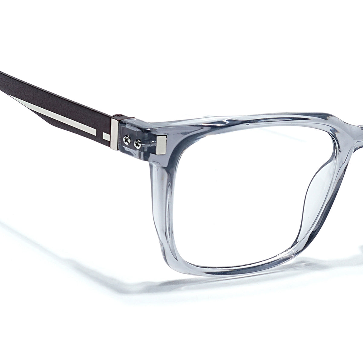 Eyejack Transparent Grey Wayfarer Eyeglasses for Men & Women (162004FCL2477)