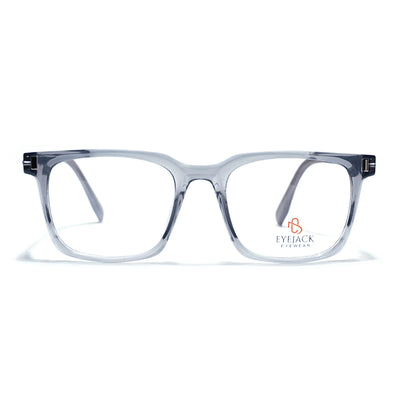 Eyejack Transparent Grey Wayfarer Eyeglasses for Men & Women (162004FCL2477)