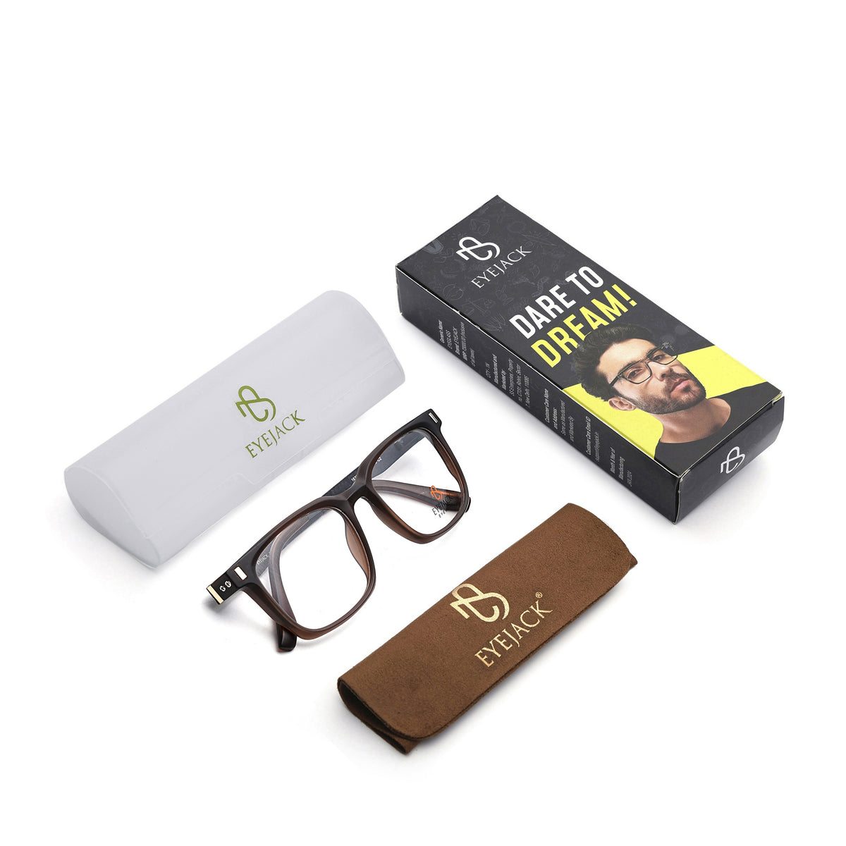 Eyejack Brown Wayfarer Eyeglasses for Men & Women (162004FCL2481)