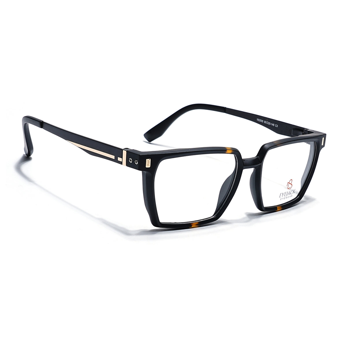 Eyejack Black & Brown Wayfarer Eyeglasses for Men & Women (162005FCL2486)