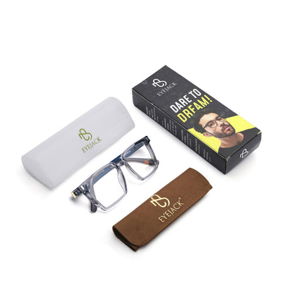 Eyejack Transparent Grey Wayfarer Eyeglasses for Men & Women (162005FCL2490)
