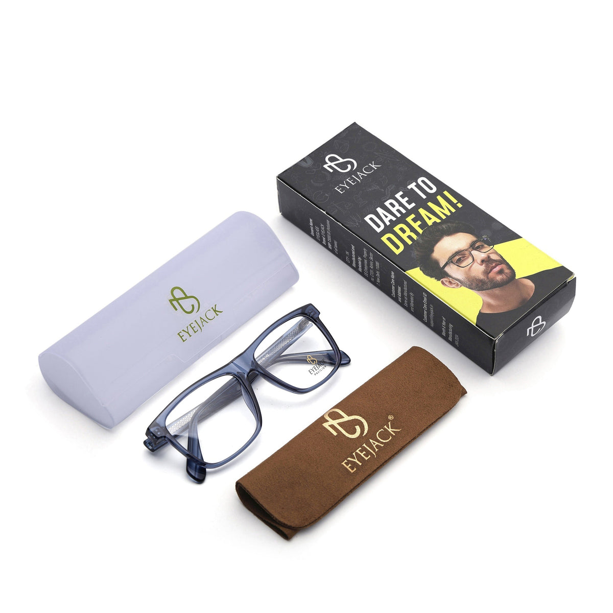 Eyejack Blue Wayfarer Eyeglasses for Men & Women (163001FCL2241)