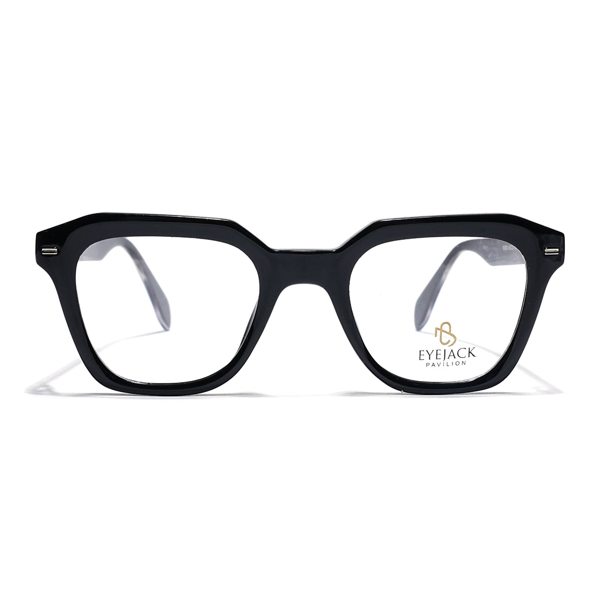 Eyejack Shine Black Square Eyeglasses for Men & Women (163002FCL2245)