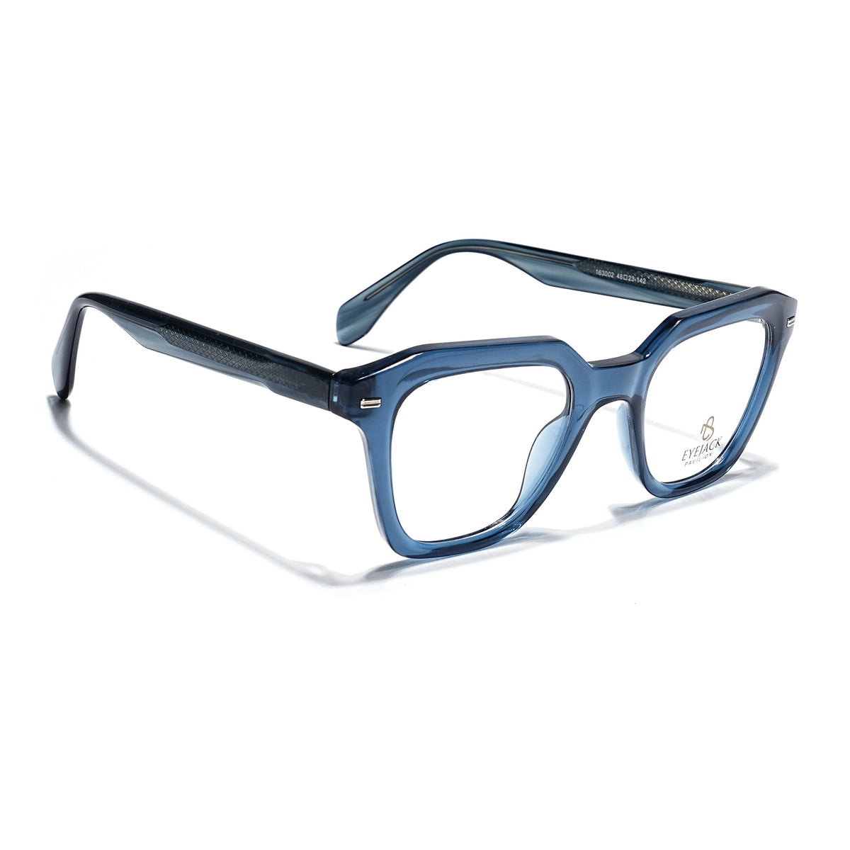 Eyejack Blue Square Eyeglasses for Men & Women (163002FCL2249)