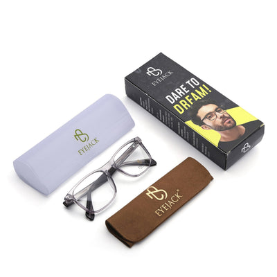 Eyejack Grey Wayfarer Eyeglasses for Men & Women (163003FCL2254)