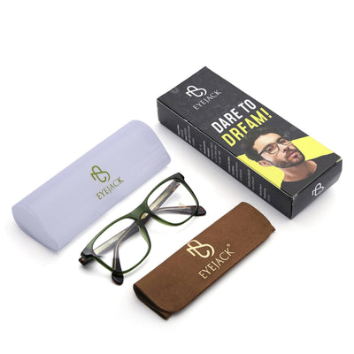 Eyejack Green Wayfarer Eyeglasses for Men & Women (163003FCL2258)