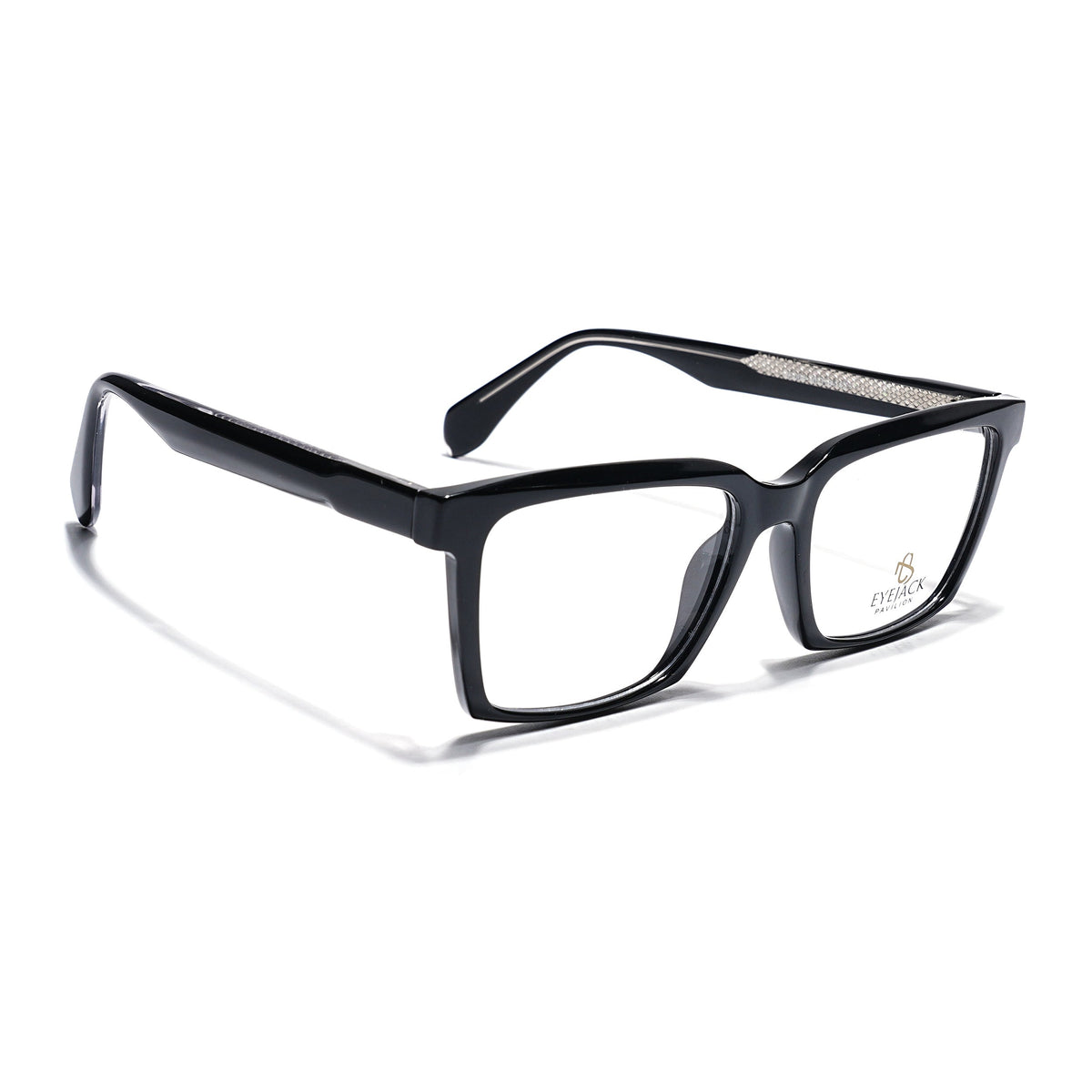 Eyejack Shine Black Rectangle Eyeglasses for Men & Women (163004FCL2260)