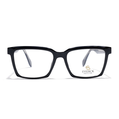 Eyejack Shine Black Rectangle Eyeglasses for Men & Women (163004FCL2260)