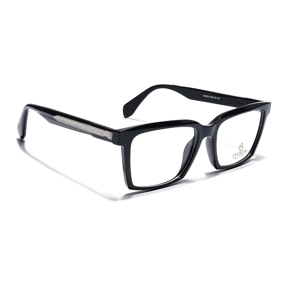 Eyejack Shine Black Rectangle Eyeglasses for Men & Women (163004FCL2261)
