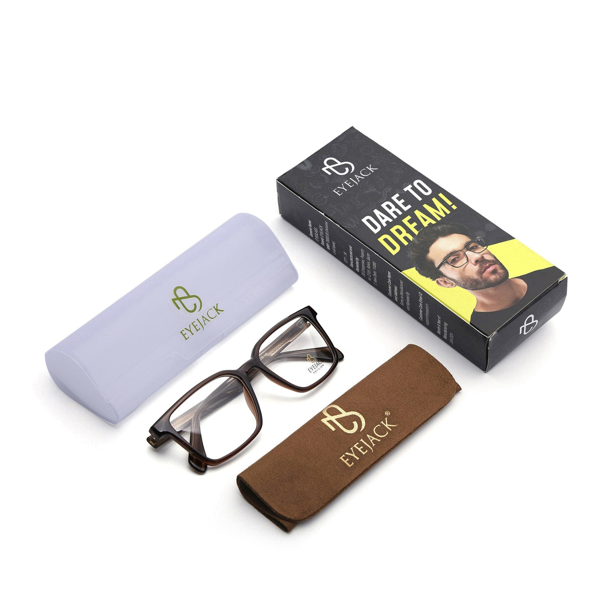 Eyejack Brown Wayfarer Eyeglasses for Men & Women (163006FCL2279)