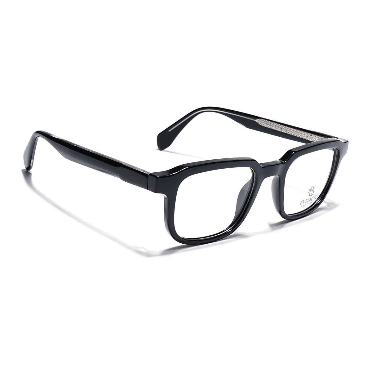 Eyejack Shine Black Square Eyeglasses for Men & Women (163007FCL2284)