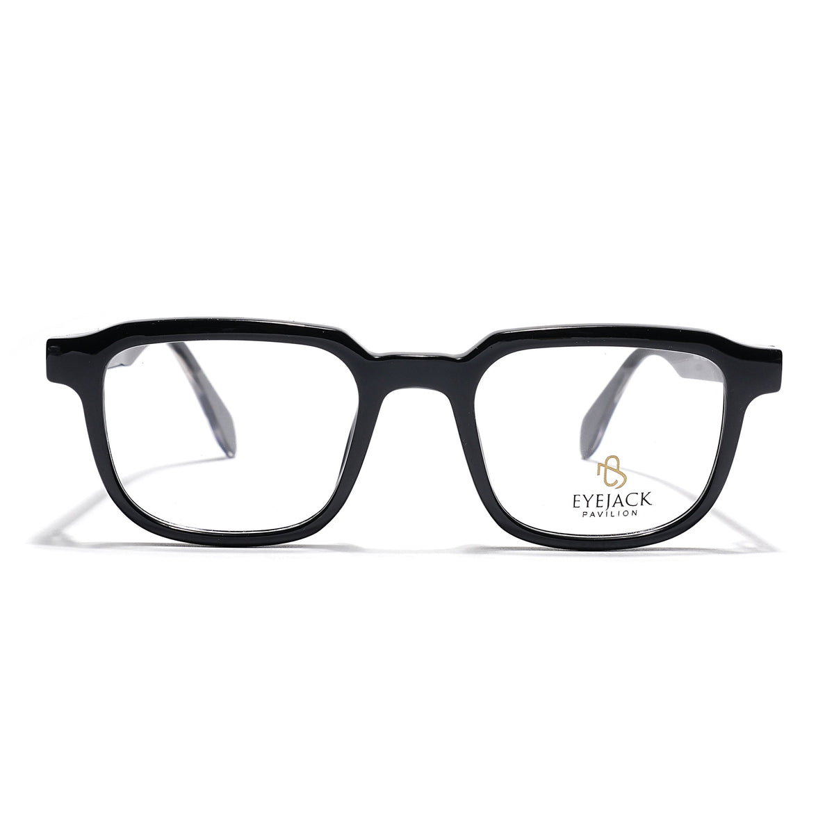 Eyejack Shine Black Square Eyeglasses for Men & Women (163007FCL2285)