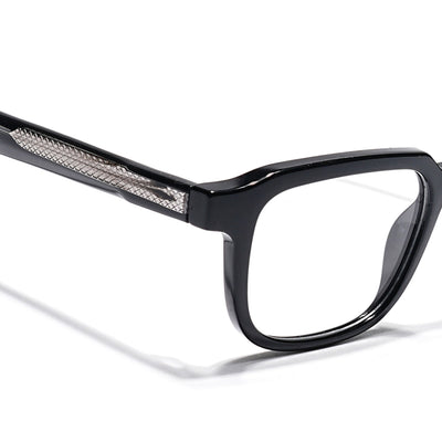 Eyejack Shine Black Square Eyeglasses for Men & Women (163007FCL2285)