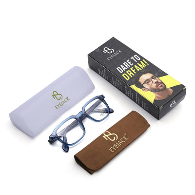 Eyejack Blue Square Eyeglasses for Men & Women (163007FCL2289)