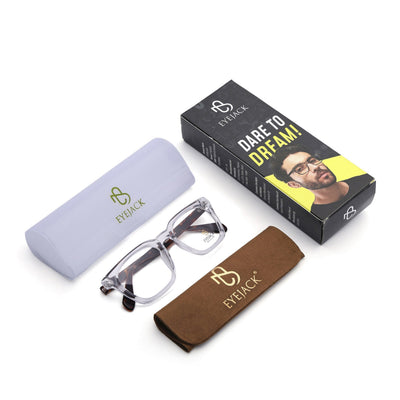 Eyejack Transparent Wayfarer Eyeglasses for Men & Women (163008FCL2299)