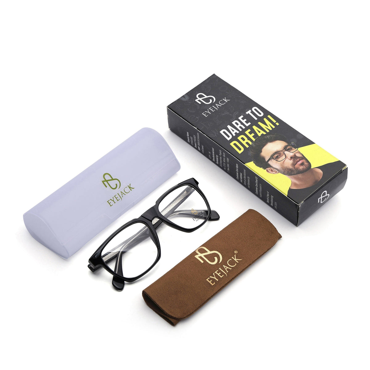 Eyejack Shine Black Wayfarer Eyeglasses for Men & Women (163010FCL2308)