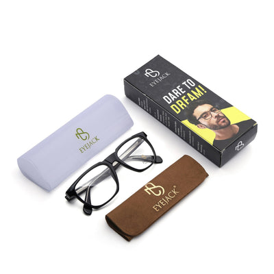 Eyejack Shine Black Wayfarer Eyeglasses for Men & Women (163010FCL2308)