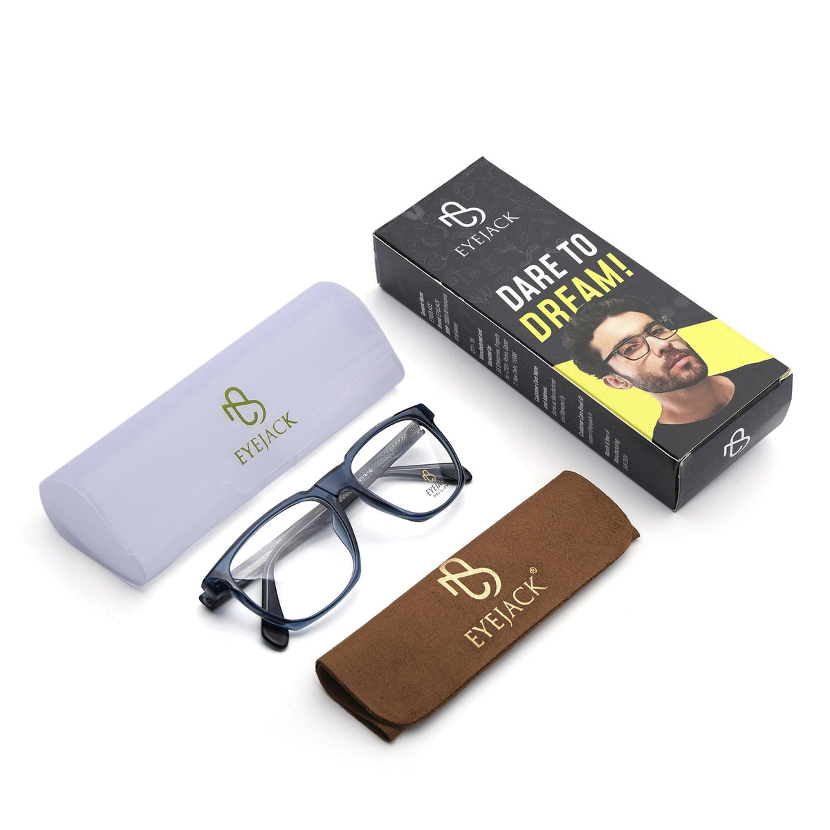 Eyejack Blue Wayfarer Eyeglasses for Men & Women (163010FCL2313)
