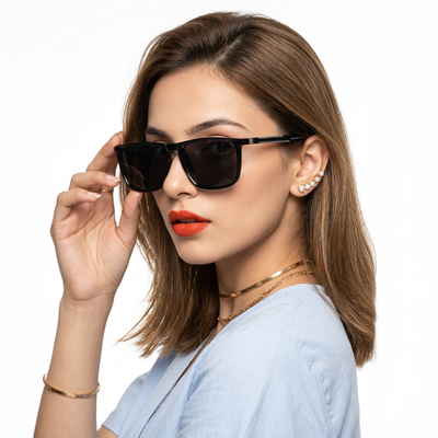 Eyejack Coal Square Polarized Sunglasses for Men & Women (Black Lens | Black Frame - 17001PCL744)