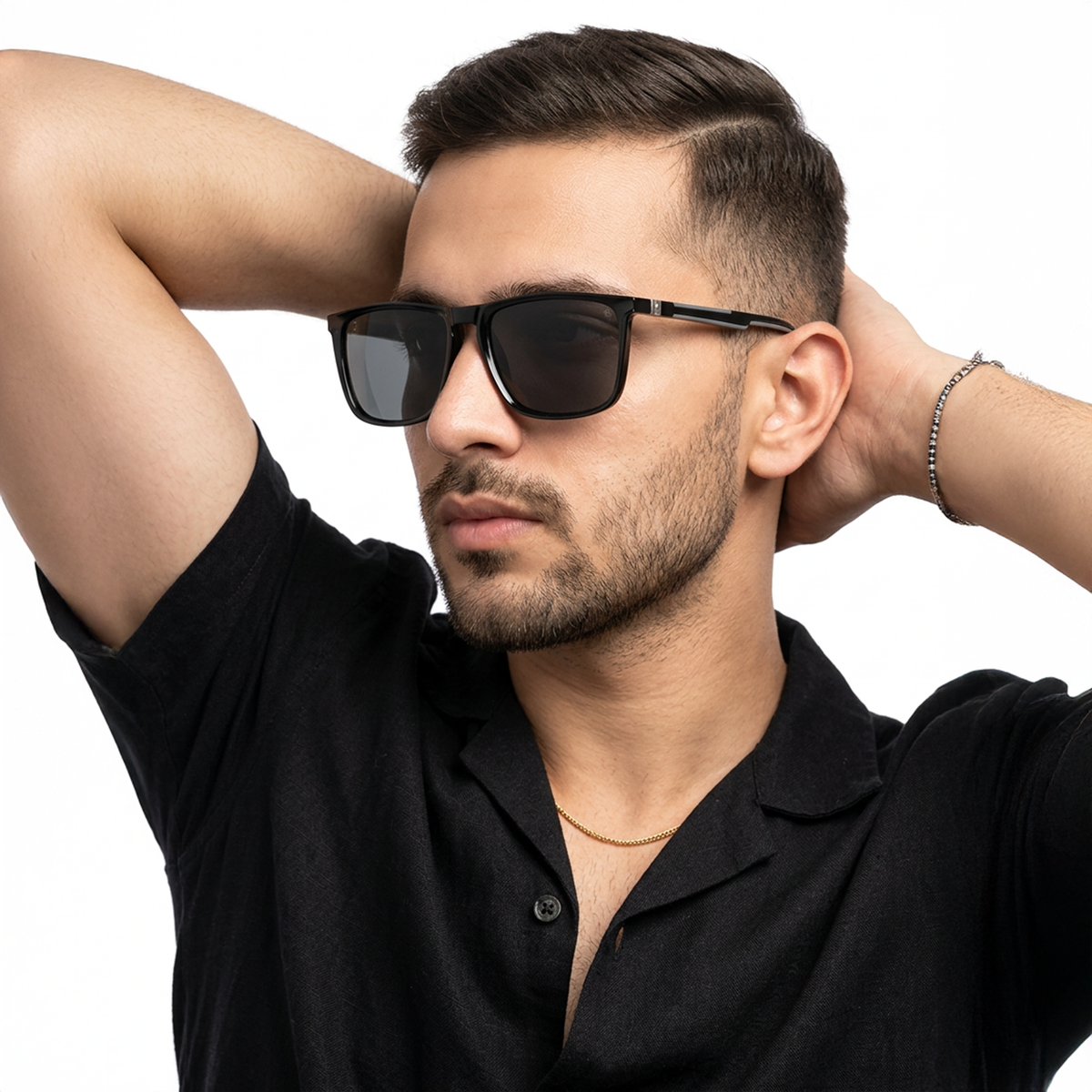 Eyejack Coal Square Polarized Sunglasses for Men & Women (Black Lens | Black Frame - 17001PCL744)