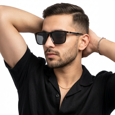 Eyejack Coal Square Polarized Sunglasses for Men & Women (Black Lens | Black Frame - 17001PCL744)