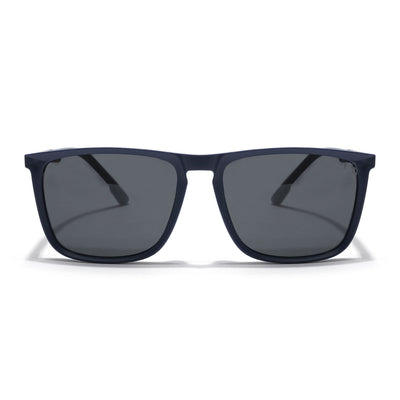 Eyejack Coal Square Polarized Sunglasses for Men & Women (Black Lens | Navy Blue Frame - 17001PCL746)