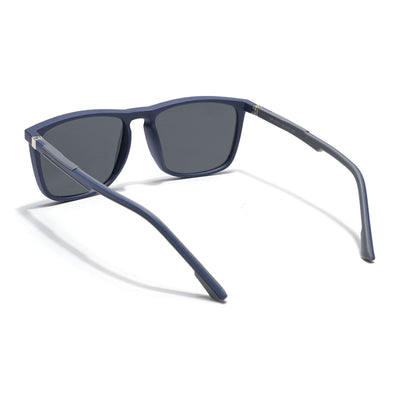 Eyejack Coal Square Polarized Sunglasses for Men & Women (Black Lens | Navy Blue Frame - 17001PCL746)