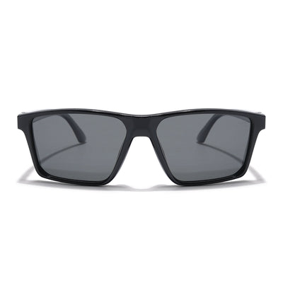 Eyejack Rectangle Polarized Sunglasses for Men & Women (Black Lens | Grey Frame - 17003PCL749)