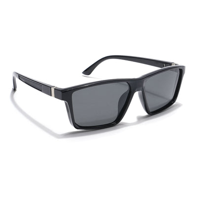 Eyejack Rectangle Polarized Sunglasses for Men & Women (Black Lens | Grey Frame - 17003PCL749)