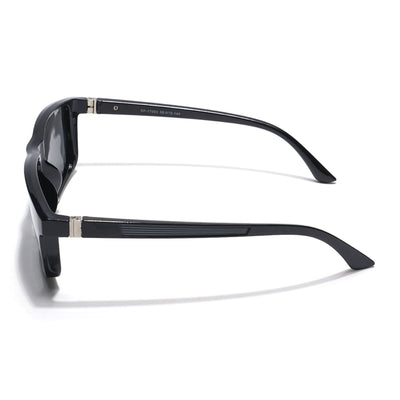 Eyejack Rectangle Polarized Sunglasses for Men & Women (Black Lens | Grey Frame - 17003PCL749)