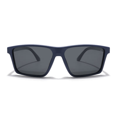 Eyejack Rectangle Polarized Sunglasses for Men & Women (Black Lens | Navy Blue Frame - 17003PCL750)