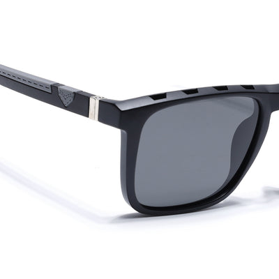 Eyejack Black Wayfarer Polarized Sunglasses for Men & Women (17013PCL2135)