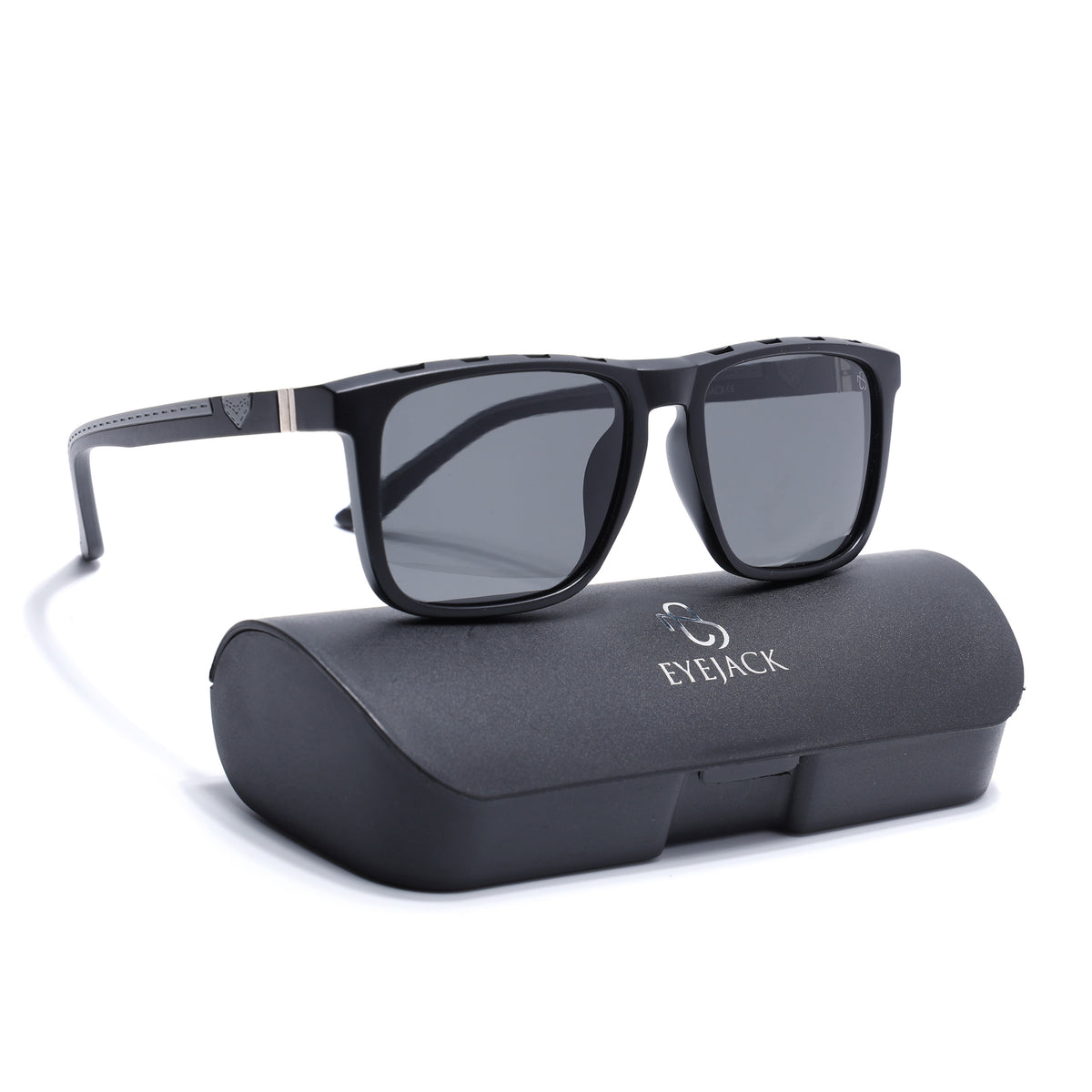 Eyejack Black Wayfarer Polarized Sunglasses for Men & Women (17013PCL2135)
