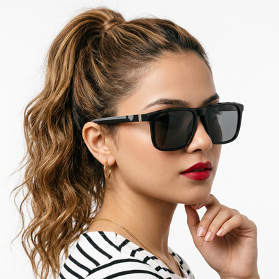 Eyejack Black Wayfarer Polarized Sunglasses for Men & Women (17013PCL2135)