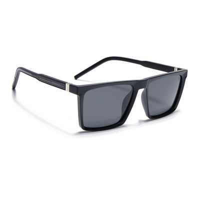Eyejack Square Polarized Sunglasses for Men & Women (Black Lens | Black Frame - 17014PCL766)