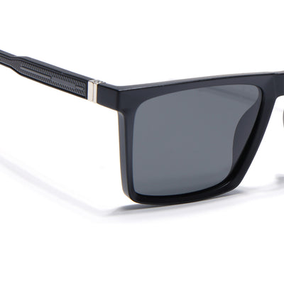 Eyejack Square Polarized Sunglasses for Men & Women (Black Lens | Black Frame - 17014PCL766)