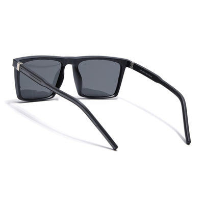 Eyejack Square Polarized Sunglasses for Men & Women (Black Lens | Black Frame - 17014PCL766)