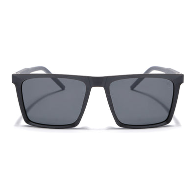 Eyejack Square Polarized Sunglasses for Men & Women (Black Lens | Grey Frame - 17014PCL767)