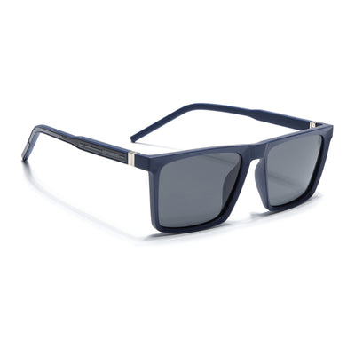 Eyejack Square Polarized Sunglasses for Men & Women (Black Lens | Navy Blue Frame - 17014PCL768)